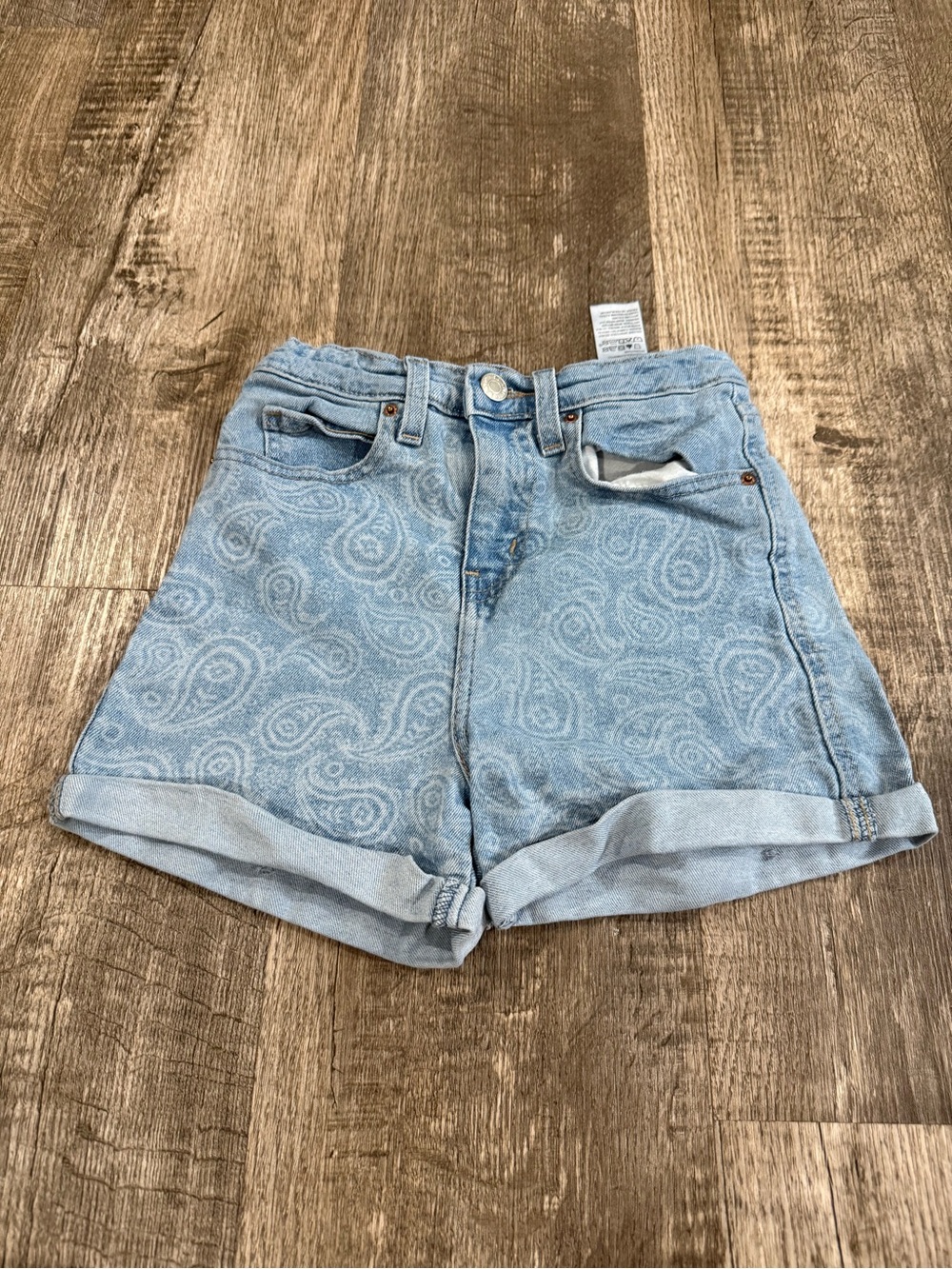 Signature by Levi Strauss Light Blue Paisley Denim Shorts